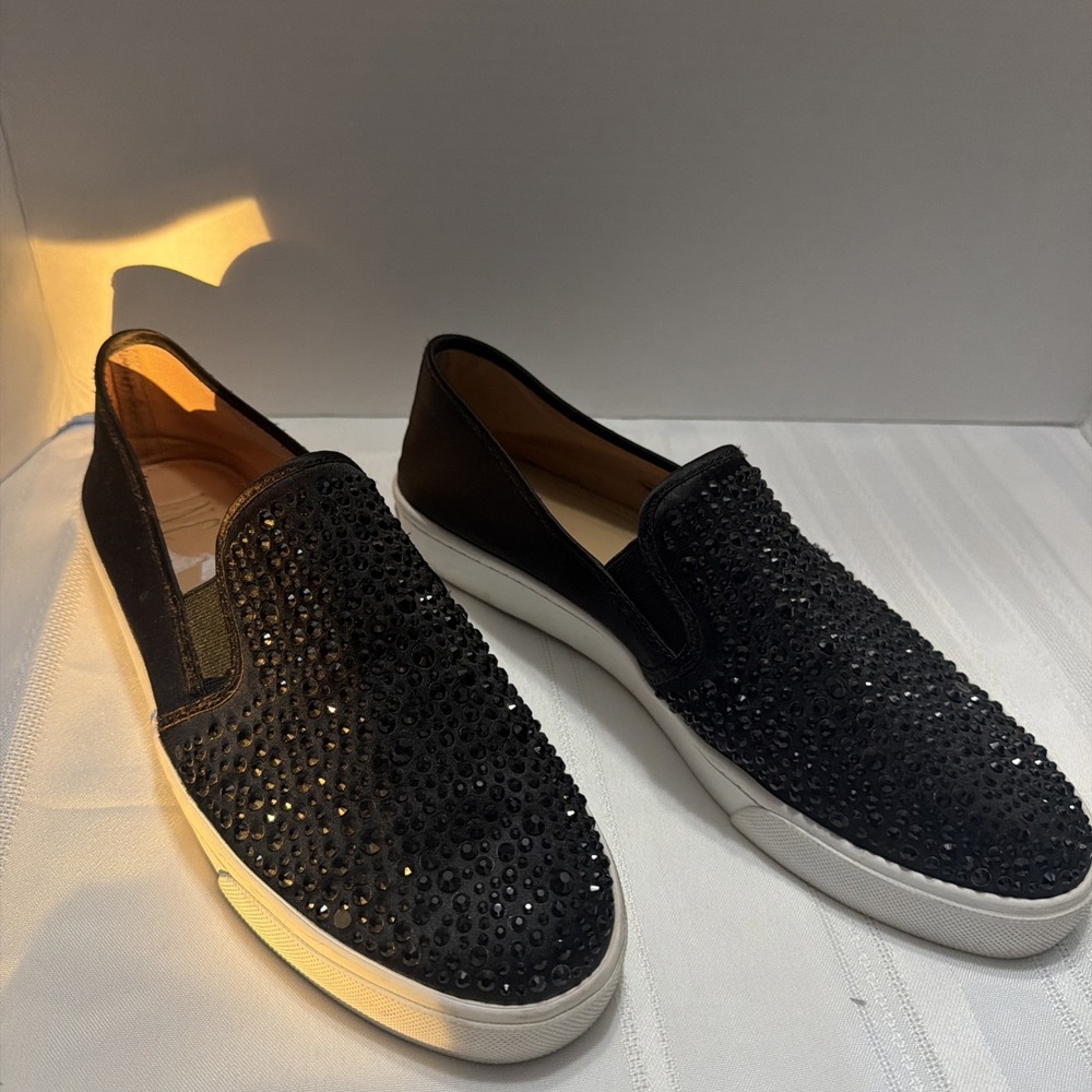 INC International Concepts Sammiee Black Rhinestone Slip On Sneakers Womens 9.5M